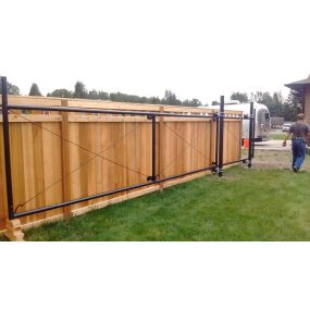 Metal frame for mod panel cedar gate to match cedar fence