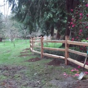 Three rail split rail cedar fence