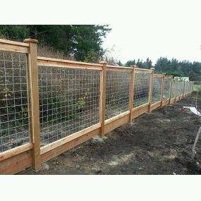 Deco mesh or Wood with wire cedar fence