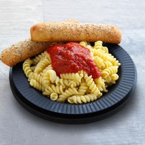 Our pasta is a guest-favorite! The buttery rotini noodles are topped with our sweet marinara sauce. Add a breadstick to complete your meal.