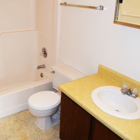 Bathroom in Valley View Apartments in Gillette, WY.