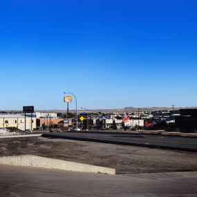 View from 3rd floor apartment balcony looking East over the business district of Gillette, WY.