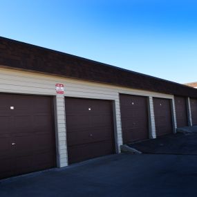 Secure storage garages can be rented for tenants at Valley View Apartments in Gillette, Wyoming.