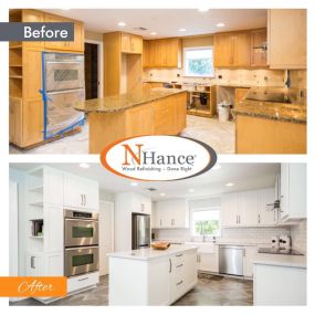 We will refinish your cabinets without the mess and dust that is left behind!