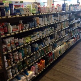 Some of the supplies we offer at our attached drugstore.