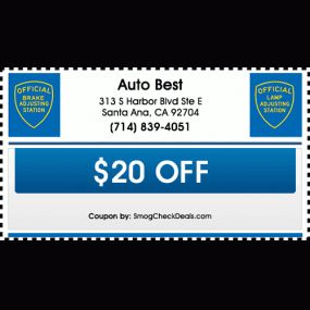$20 OFF Brakes and Lamp inspection Coupon in Santa Ana