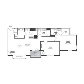 2 Bedroom Deluxe Apartment Floor Plan