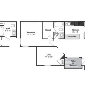 1 Bedroom + Den Apartment Floor Plan