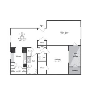 Olde Montgomery 1 Bedroom Floor Plan