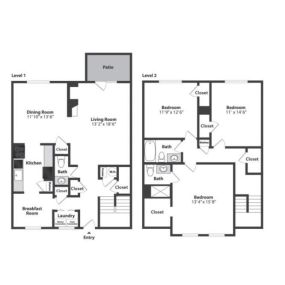 Olde Montgomery 3 Bedroom Townhome Floor Plan