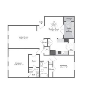 Olde Montgomery 2 Bedroom Floor Plan