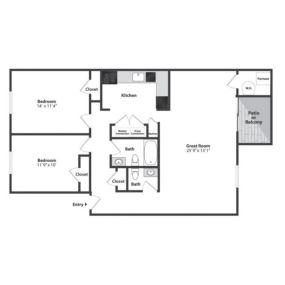 Olde Montgomery 2 Bedroom Floor Plan