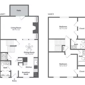 Olde Montgomery 2 Bedroom Townhome Floor Plan