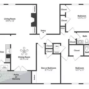 Olde Montgomery 2 Bedroom With Den Floor Plan