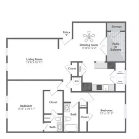 Olde Montgomery 2 Bedroom Floor Plan