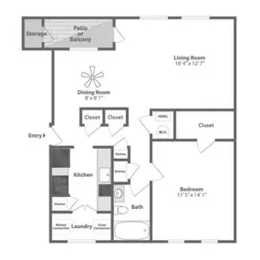 Olde Montgomery 1 Bedroom Floor Plan