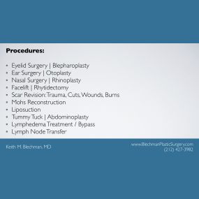 Keith M. Blechman, MD Plastic Surgeon Upper East Side Procedure List 1