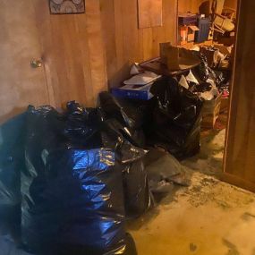 Pictured here is basement water damage debris in a Minneapolis home.