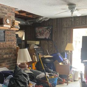 Pictured here is Minneapolis water damage in a walkout basement.