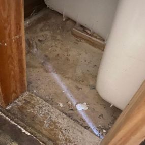 Pictured here is Minneapolis water damage in a bathroom.