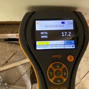 Pictured here is a moisture meter for Minneapolis water damage.  As you can see, this area of the drywall has 17.2 % moisture.