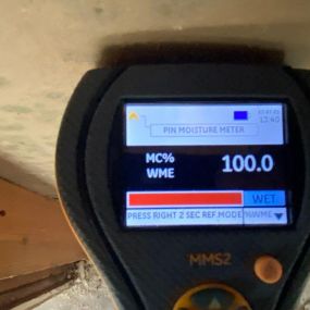 Pictured here is a moisture meter for Minneapolis water damage.  We use a moisture meter to detect water behind walls.