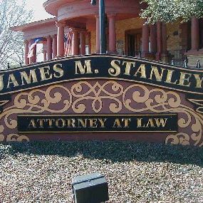 Business sign for the Law Office of James M. Stanley