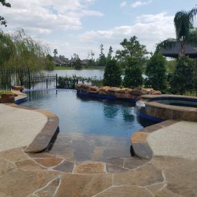 Beautiful inground swimming pool on the lake,