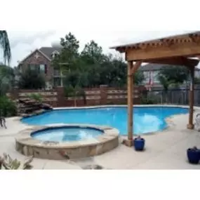 Freeform pool with spa and gazebo