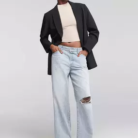 Women's wide leg loose-fit jeans at Express