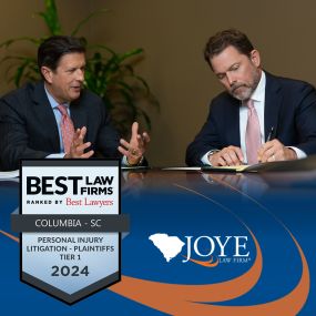 Joye Law Firm attorneys Ken Harrell and Mark Joye with Best Law Firms rating badge by Best Lawyers for Charleston, SC Personal Injury Litigation - Plaintiffs Tier 1