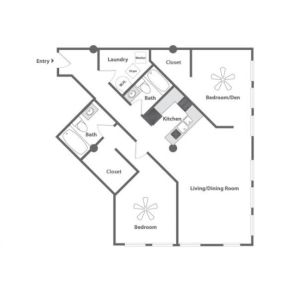 Sycamore Place Lofts 2 Bedroom Floor Plan