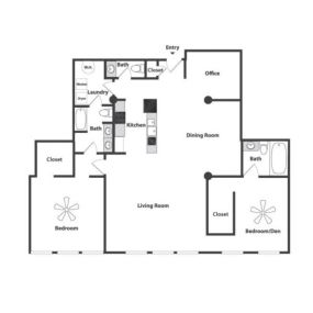 Sycamore Place Lofts 2 Bedroom Floor Plan