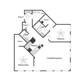 Sycamore Place Lofts 2 Bedroom Floor Plan