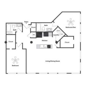 Sycamore Place Lofts 2 Bedroom Floor Plan