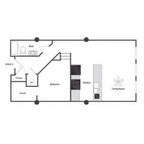 Sycamore Place Lofts 1 Bedroom Floor Plan