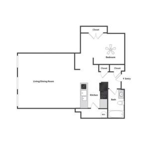 Sycamore Place Lofts 1 Bedroom Floor Plan