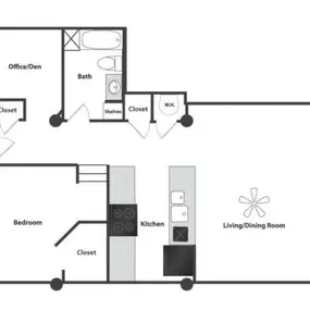 Sycamore Place Lofts 1 Bedroom With Den Floor Plan