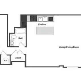 Sycamore Place Lofts 1 Bedroom Floor Plan