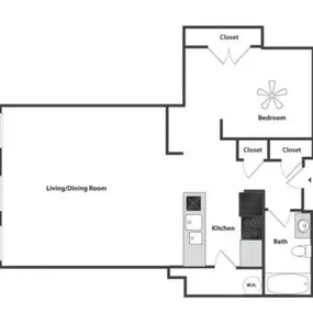 Sycamore Place Lofts 1 Bedroom Floor Plan