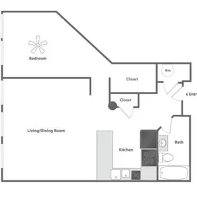 Sycamore Place Lofts 1 Bedroom Floor Plan