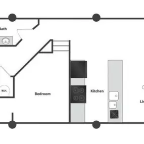 Sycamore Place Lofts 1 Bedroom Floor Plan