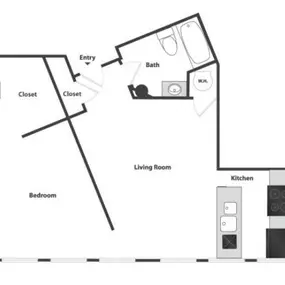 Sycamore Place Lofts 1 Bedroom Floor Plan