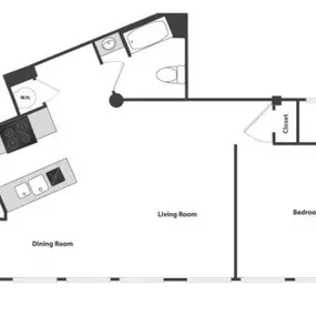 Sycamore Place Lofts 1 Bedroom Floor Plan