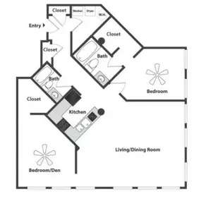 Sycamore Place Lofts 2 Bedroom Floor Plan