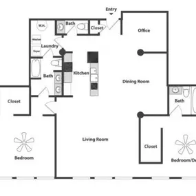 Sycamore Place Lofts 2 Bedroom Floor Plan