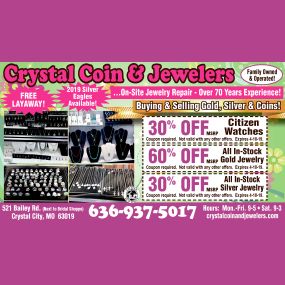 Crystal Coin and Jewelers March 2019 Ad