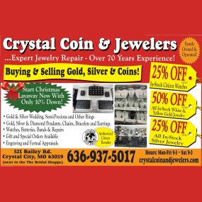 25% OFF MSRP In-Stock Citizen Watches, 50% OFF MSRP All In-Stock White & Yellow Gold Jewelry, 25% OFF MSRP All In-Stock Silver Jewelry.