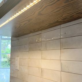 custom light built in kitchen shelving, remodel kitchen with subway tile