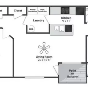 Water's Bend 2 Bedroom Apartment Floor Plan
